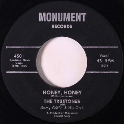 The True Tones With Jimmy Griffin & His Orchestra : Honey, Honey / Whirlwind (7")
