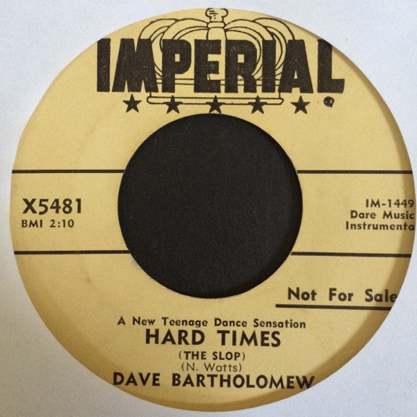 Dave Bartholomew : Cinderella / Hard Times (The Slop) (7", Promo)