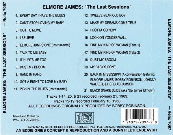 Elmore James : The Last Sessions - February 13th & 21st, 1963 (CD, Comp)