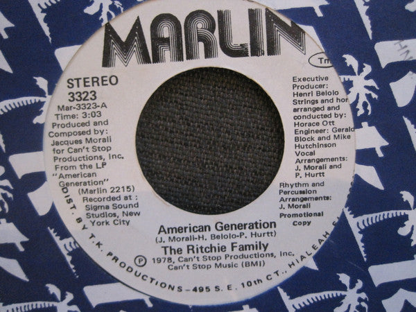 The Ritchie Family : American Generation (7", Single, Promo)