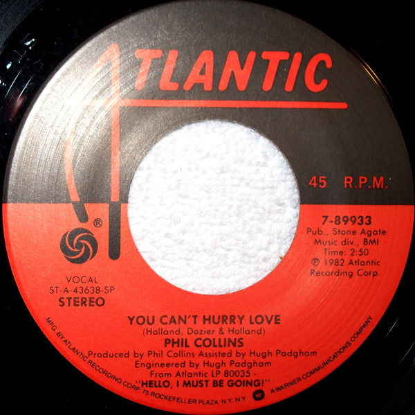 Phil Collins : You Can't Hurry Love (7", Single, SP)