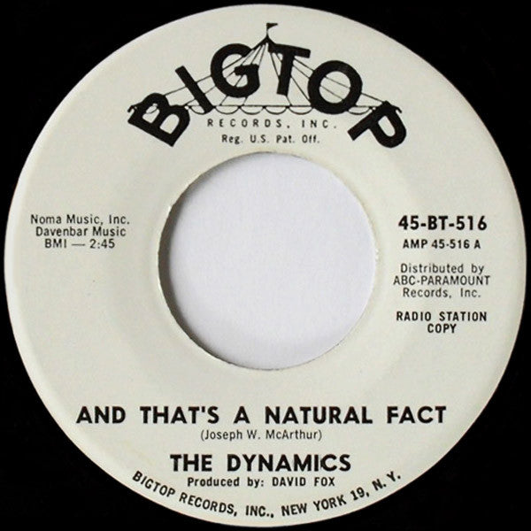 The Dynamics : And That's A Natural Fact / I Wanna Know (7", Single, Promo)