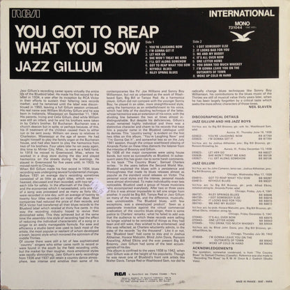 Jazz Gillum : Got To Reap What You Sow (LP, Comp, Mono)