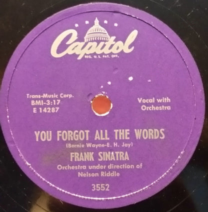 Frank Sinatra : Hey! Jealous Lover / You Forgot All The Words (Shellac, 10")