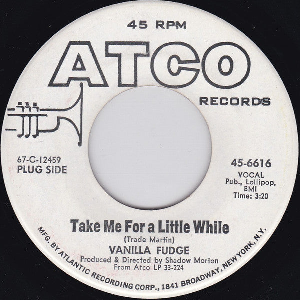 Vanilla Fudge : Take Me For A Little While / Thoughts (7", Single, Mono, Promo)