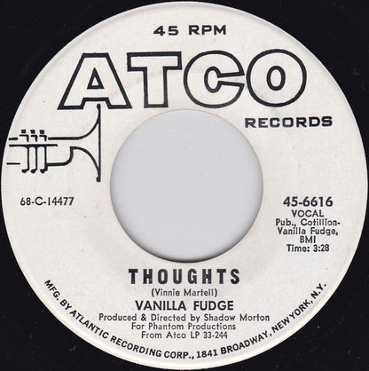 Vanilla Fudge : Take Me For A Little While / Thoughts (7", Single, Mono, Promo)