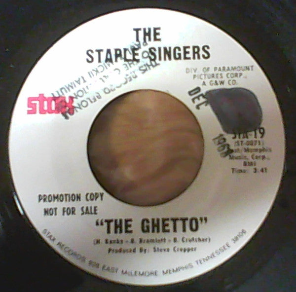 The Staple Singers : The Ghetto / Got To Be Some Changes Made (7", Single, Promo)