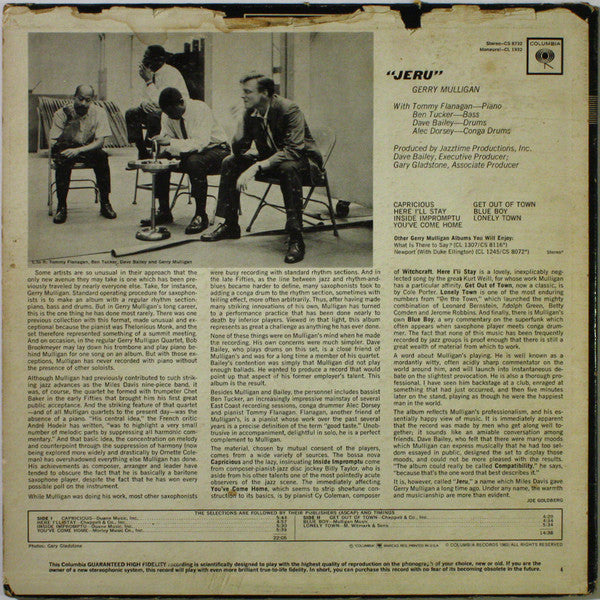 Gerry Mulligan : Jeru (LP, Album, Mono, Promo)