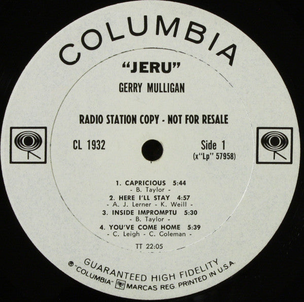 Gerry Mulligan : Jeru (LP, Album, Mono, Promo)