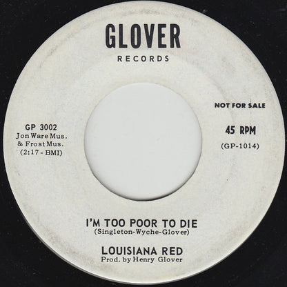 Louisiana Red : I'm Too Poor To Die / Sugar Hips (7", Promo)