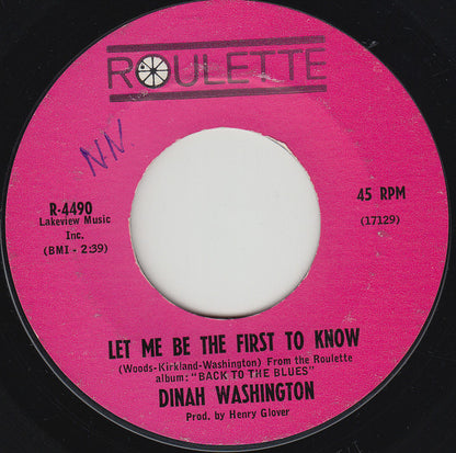 Dinah Washington : Soulville / Let Me Be The First To Know (7", Single, Styrene)