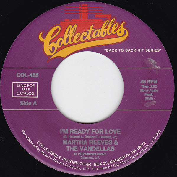 Martha Reeves & The Vandellas : I'm Ready For Love / Jimmy Mack (7", Single, Mono)