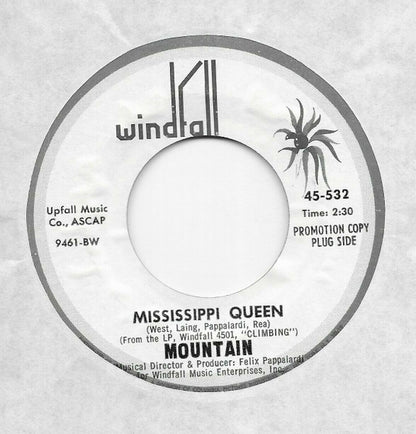Mountain : Mississippi Queen (7", Single, Promo, Styrene)