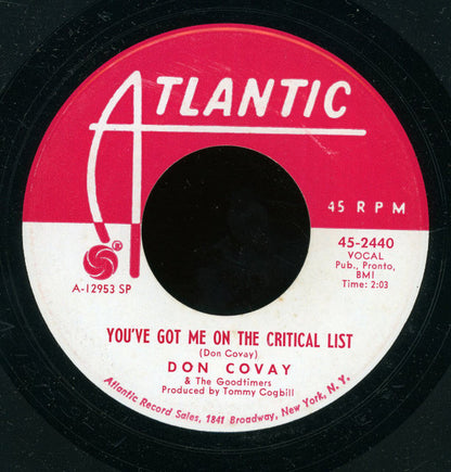 Don Covay & The Goodtimers : Never Had No Love / You've Got Me On The Critical List (7", Promo, SP)