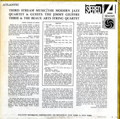 The Modern Jazz Quartet : Third Stream Music (LP, Album, RE)