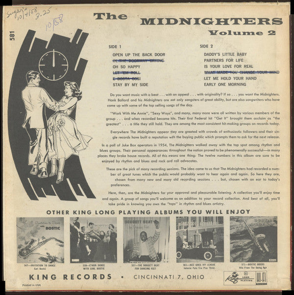 The Midnighters : Volume 2 (LP, Album, Mono)