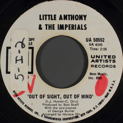 Little Anthony & The Imperials : Out Of Sight, Out Of Mind (7", Promo, Styrene, She)