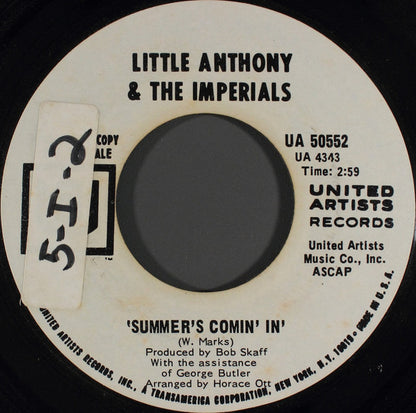 Little Anthony & The Imperials : Out Of Sight, Out Of Mind (7", Promo, Styrene, She)