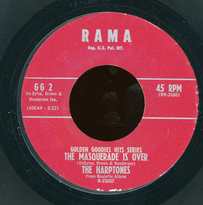 The Harptones : The Masquerade Is Over/The Shrine Of St. Cecilia (7", Single, Mono, RE, Styrene)