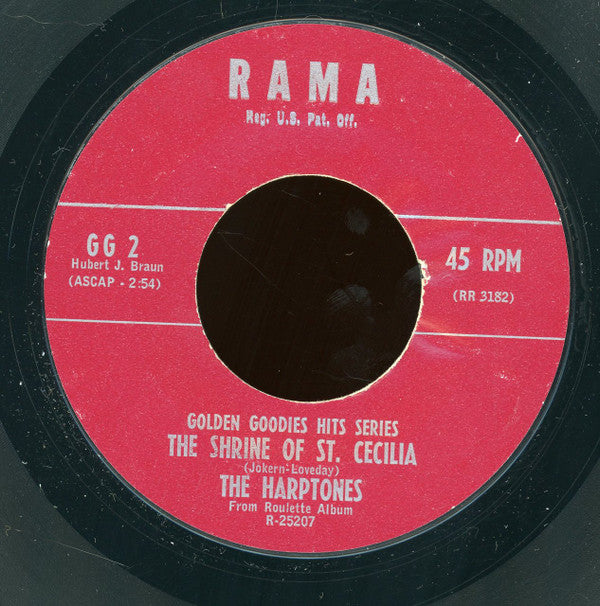 The Harptones : The Masquerade Is Over/The Shrine Of St. Cecilia (7", Single, Mono, RE, Styrene)