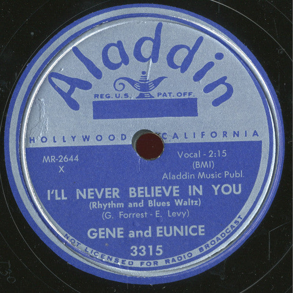 Gene And Eunice : Hootchy - Kootchy / I'll Never Believe In You (Shellac, 10")