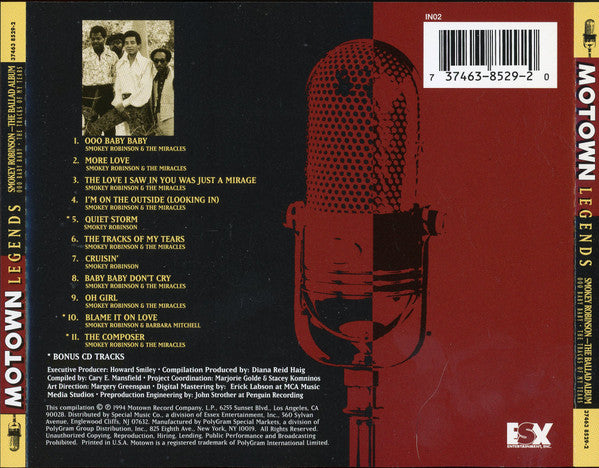 Smokey Robinson : The Ballad Album: Ooo Baby Baby • The Tracks Of My Tears (CD, Comp)