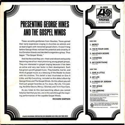 George Hines (3) & The Gospel Winds : Presenting George Hines And The Gospel Winds (LP, Album, Mono)