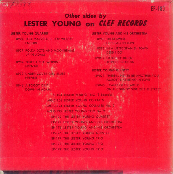 Lester Young-Buddy Rich Trio : I Want To Be Happy / Peg O' My Heart (7", EP)