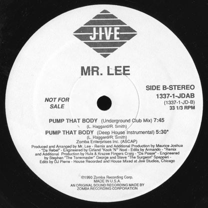 Mr. Lee : Pump That Body (12", Promo, Bla)