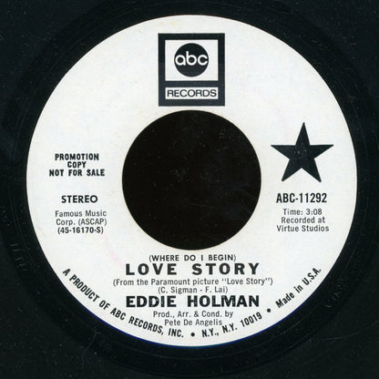 Eddie Holman : (Where Do I Begin) Love Story (7", Promo)