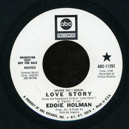 Eddie Holman : (Where Do I Begin) Love Story (7", Promo)