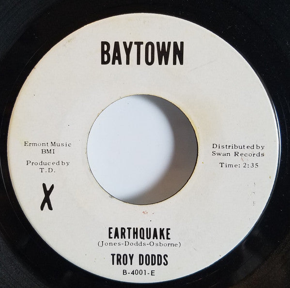 Troy Dodds : Earthquake / Trying To Find My Baby (7", Single)