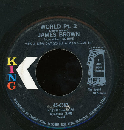 James Brown : I Cried / World Pt. 2 (7", Single)