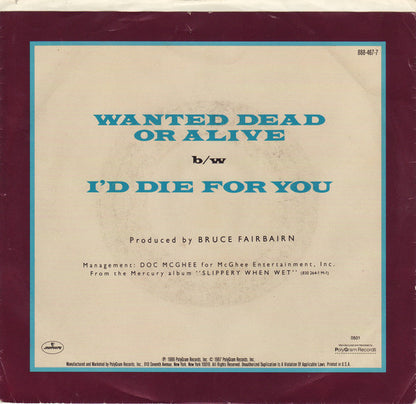 Bon Jovi : Wanted Dead Or Alive (7", Single, 49 )
