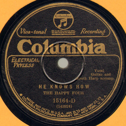The Happy Four / Copperhill Male Quartet : He Knows How / There Is A Fountain Filled With Blood (Shellac, 10")