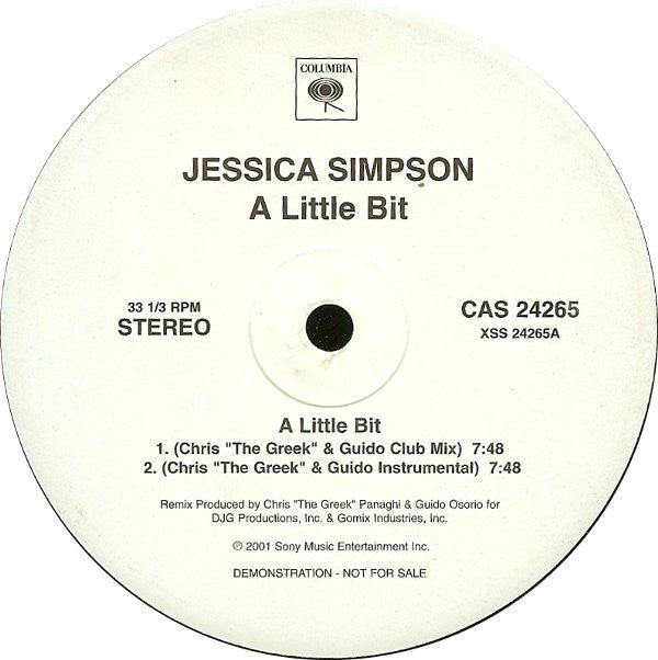 Jessica Simpson : A Little Bit (12", Promo)