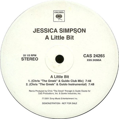 Jessica Simpson : A Little Bit (12", Promo)