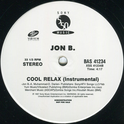 Jon B : Cool Relax (Remix) (12", Promo)