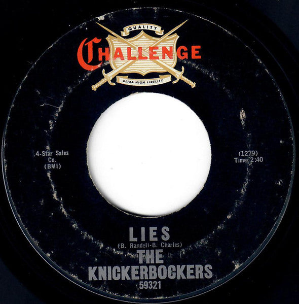 The Knickerbockers : Lies (7", Single, Styrene, Pit)