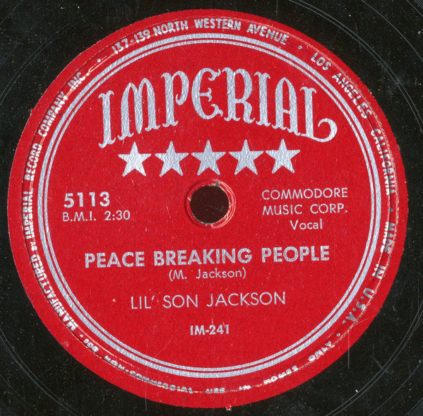 Lil' Son Jackson : Peace Breaking People / Rockin' And Rollin' (Shellac, 10")