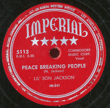 Lil' Son Jackson : Peace Breaking People / Rockin' And Rollin' (Shellac, 10")