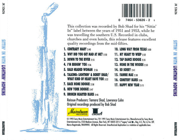 Lightnin' Hopkins : Sittin' In With Lightnin' Hopkins (CD, Comp)