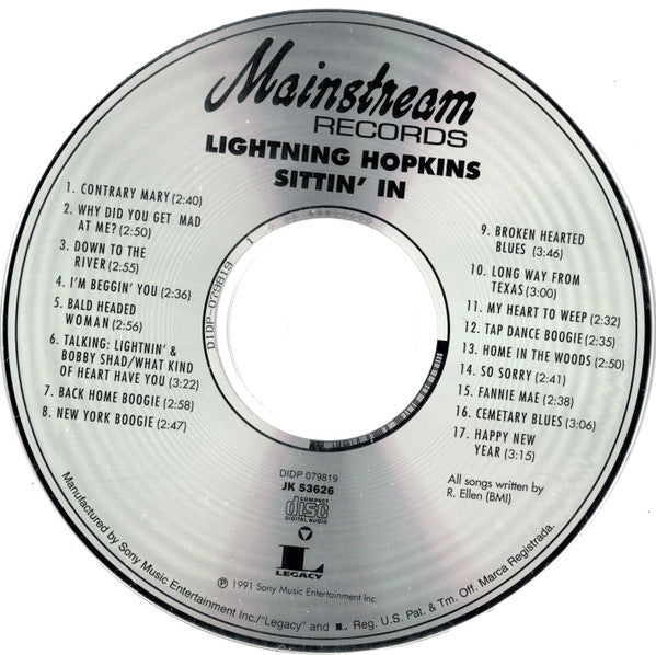 Lightnin' Hopkins : Sittin' In With Lightnin' Hopkins (CD, Comp)