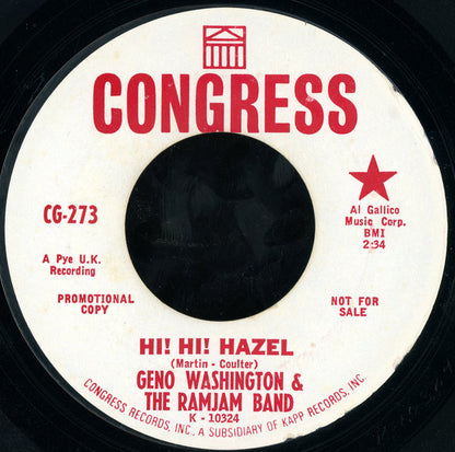 Geno Washington & The Ram Jam Band : Hi! Hi! Hazel / Beach Bash (7", Promo, Styrene)
