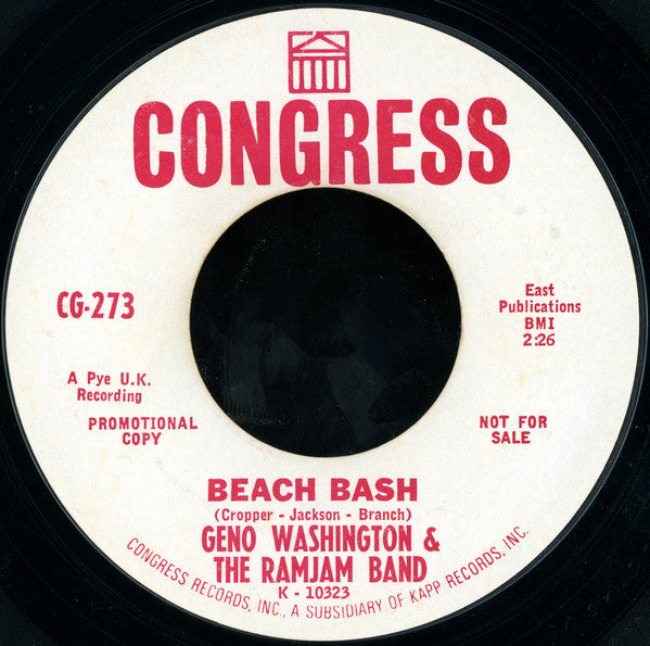 Geno Washington & The Ram Jam Band : Hi! Hi! Hazel / Beach Bash (7", Promo, Styrene)