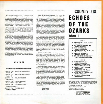 Various : Echoes Of The Ozarks Volume I (Arkansas String Bands 1927-1930) (LP, Comp)