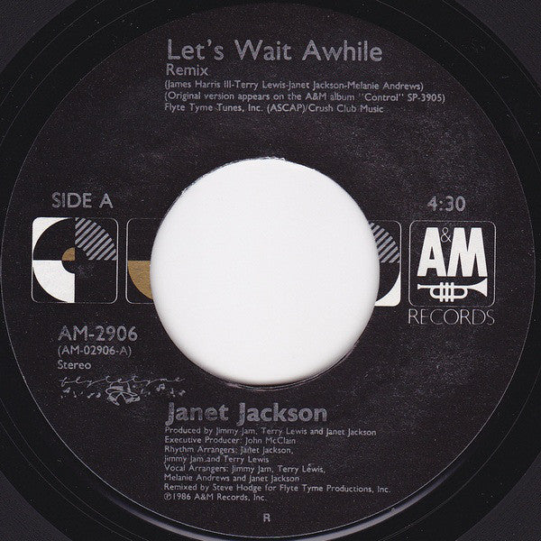 Janet Jackson : Let's Wait Awhile (7", Single, Styrene, R -)