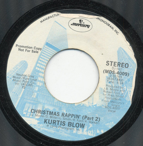 Kurtis Blow : Christmas Rappin' (7", Single, Promo, Styrene)