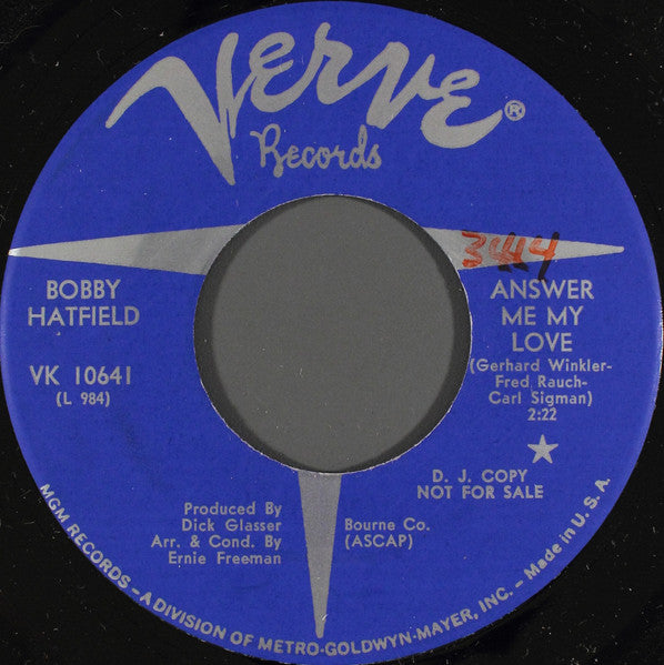 Bobby Hatfield : Answer Me My Love (7", Promo)