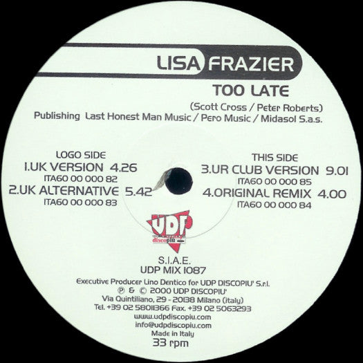 Lisa Frazier : Too Late (12")